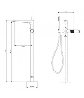 Смеситель для ванны Omnires Contour отдельностоящий, antracite (CT8033AT)