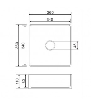 Умывальник Omnires Pasadena 36x36 white (PASADENA360BP)
