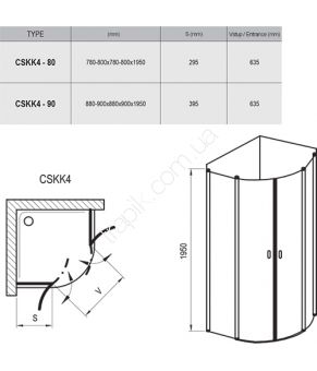 Душевой уголок Ravak Chrome CSKK4-90 Сатин Transparent 3Q170U00Z1