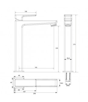 Смеситель для умывальника Omnires Parma grafit, высокий (PM7412GR)