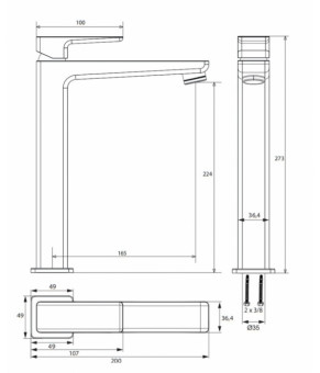 Смеситель для умывальника Omnires Parma высокий inox (PM7412/1IN)