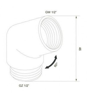 Колено душевой лейки Omnires T87BL