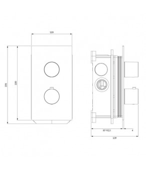Смеситель для душа Omnires Contour скрытого монтажа, с термостатом (CT8036GLB)