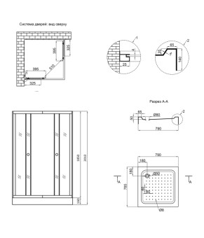 Набор Lidz душевая кабина Wawel SC80x80.SAT.LOW.GR, стекло тонированное 4 мм + поддон Mazur