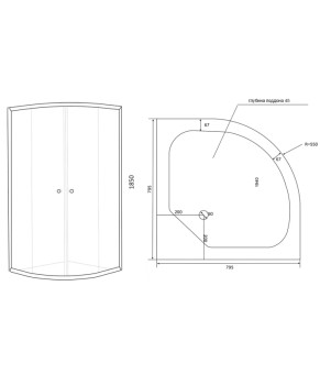 Душова кабіна Lidz Latwa SC80x80.SAT.LOW.GR, скло тоноване 4 мм без піддону