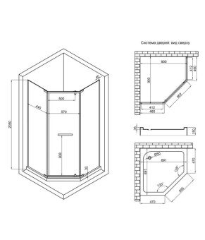 Душевая кабина Lidz Dozorca SC90x90.BLA.LOW.TR, стекло прозрачное 6 мм без поддона