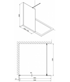 Душевая стенка Omnires Marina Walk In 110x200см безопасное стекло, хром (DNR11XCRTR)