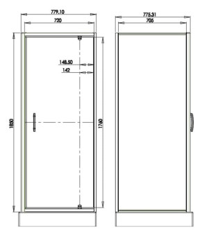 Душевая кабина Omnires S 80x80см безопасное стекло, хром (S80KCRTR)
