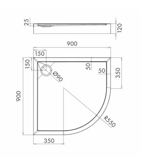 Поддон Omnires Camden 90x90 (CAMDEN90/OBP)