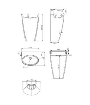 Умывальник Omnires Siena 43x55 отдельностоящий, white (SIENAUWBOBP)