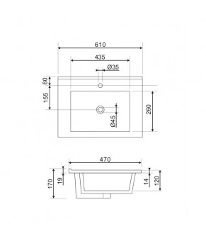 Умывальник Omnires Orlando 47x61 white (Orlando600BP)