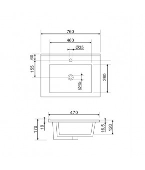 Умывальник Omnires Orlando 47x76 white (Orlando760BP)