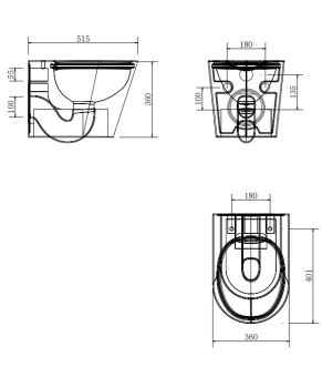 Унитаз Omnires Tampa rimless подвесной сиденье дюропласт (TAMPAMWBP)