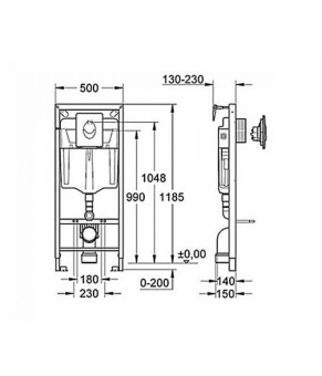 Унитаз Omnires Ottawa 49x37 rimless подвесной, сиденье дюропласт + инсталляция Grohe Rapid Sl (38721000 + OTTAWAMWBP)