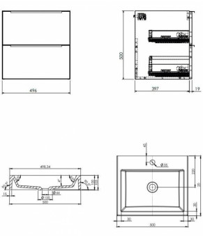 Тумба с раковиной Omnires Dreamset 500x420 DREAMSET5030BP