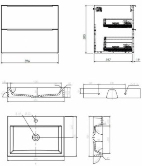 Тумба с раковиной Omnires Dreamset 600x420 DREAMSET6030BP