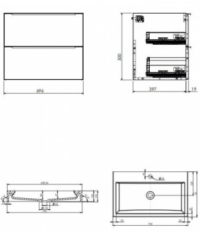 Тумба с раковиной Omnires Dreamset 700x420 DREAMSET7030BP