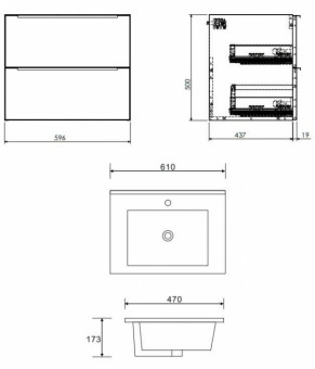 Тумба с раковиной Omnires Dreamset 600x460 DREAMSET6131BP