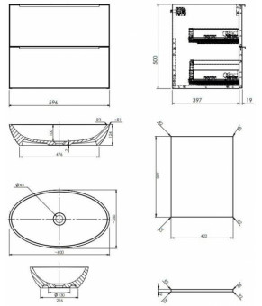 Тумба с раковиной Omnires Dreamset 600x420 DREAMSET6020BP