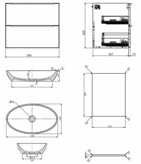 Тумба с раковиной Omnires Dreamset 600x460 DREAMSET6120BP