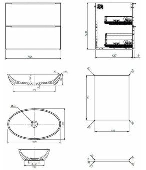 Тумба с раковиной Omnires Dreamset 760x460 DREAMSET7620BP