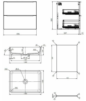 Тумба с раковиной Omnires Dreamset 600x420 DREAMSET6021BP