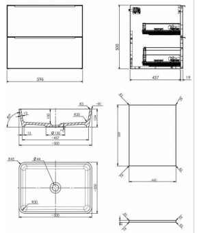 Тумба с раковиной Omnires Dreamset 600x460 DREAMSET6121BP