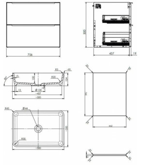 Тумба с раковиной Omnires Dreamset 760x460 DREAMSET7621BP
