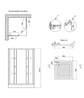 Набор Lidz душевая кабина Wiezak SC90x90.SAT.LOW.L, стекло Linie 4 мм + поддон Mazur