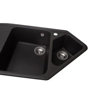 Кухонная мойка GRANADO Ibiza Black shine трапециевидная двойная 980х500х210 (Артикул: 1801)