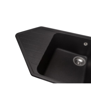 Кухонная мойка GRANADO Ibiza Black shine трапециевидная двойная 980х500х210 (Артикул: 1801)