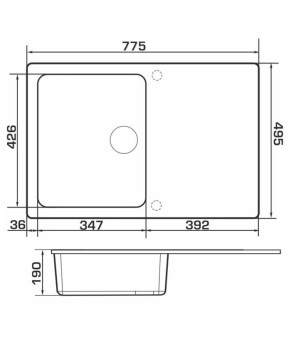Мойка кухонная GRANADO Vigo Gris 775x495мм, прямоугольная, Nanogranite (Артикул: 1408)