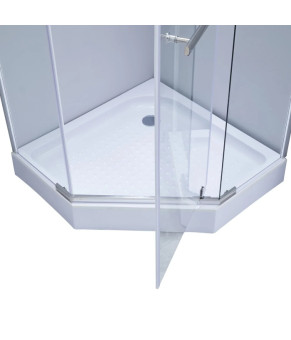 Набор Lidz душевая кабина Dozorca SC90x90.CRM.LOW.TR, стекло прозрачное 6 мм + поддон Diament