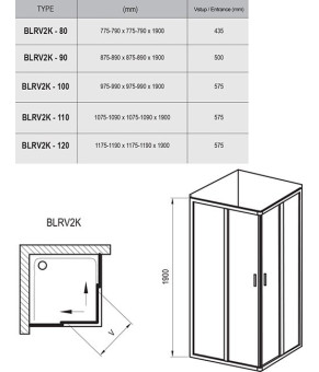 Елемент душового куточка Ravak Blix BLRV2K-110 1XVD0С00ZG