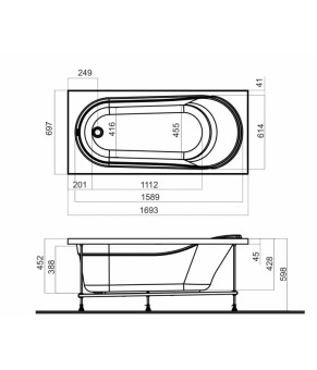 Ванна акриловая Joy 170х70 см AM.PM Joy W95A-170-070W-A