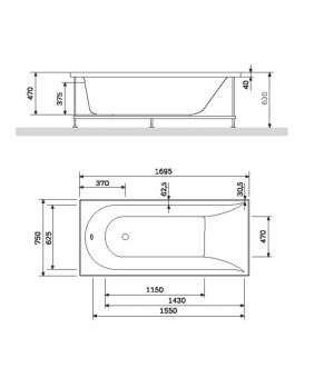 Ванна акриловая, 170х75 см AM.PM Spirit W72A-170-075W-A2