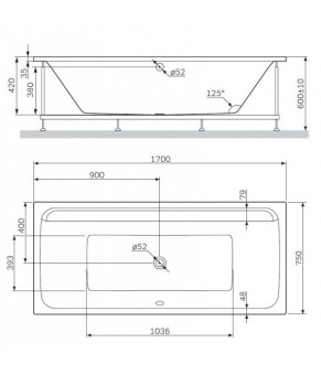 Ванна акриловая 170х75 см AM.PM Inspire 2.0 W52A-170-075W-A