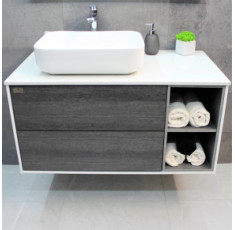 купити недорого Тумба с раковиной REXON Ombra RX99ES/100 Glossy White/Concrete Grey, 19910E