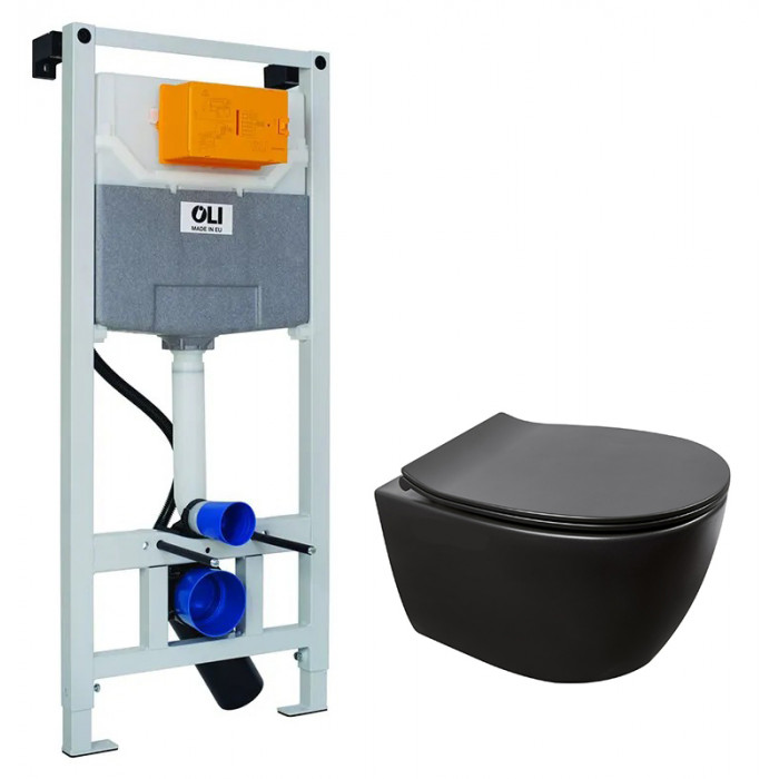 Унітаз Isvea Sentimenti Neo black, сидіння D40 + інсталяція Oli Olipure 30x20 (10AR02010+40D40521I+880780/152972)