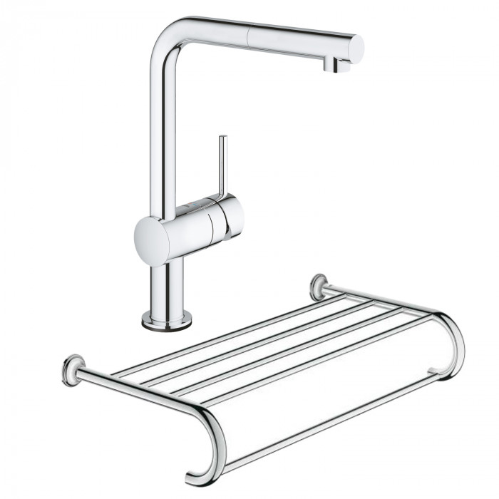 Набір Grohe змішувач для кухні сенсорний Minta Touch 31360001 + полиця для рушників Essentials Authentic 40660001
