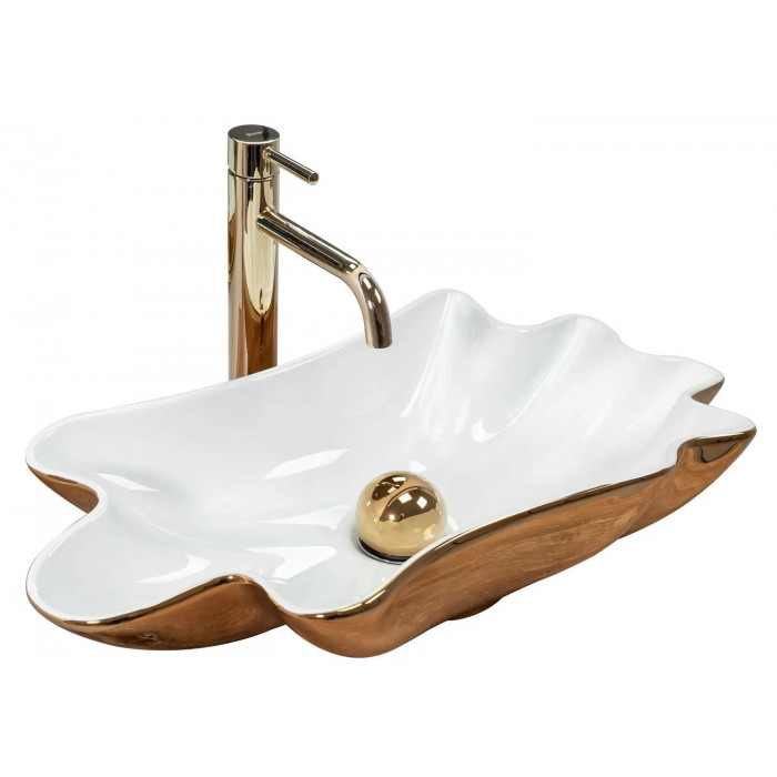 Раковина Rea Infinity white/gold REA-U3400