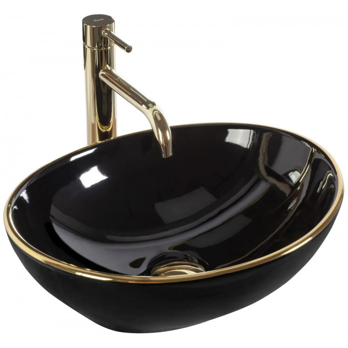 Раковина Rea Sofia black Gold edge REA-U3695