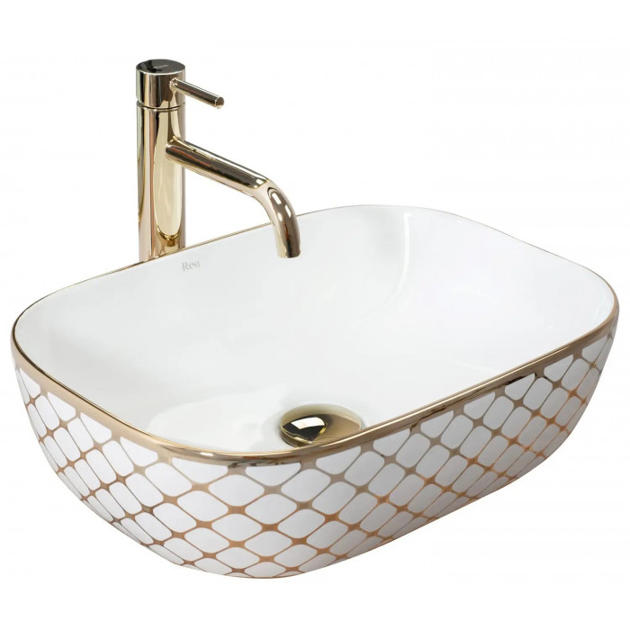 Раковина Rea Belinda diamond white/gold REA-U8471