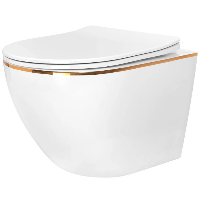Унитаз Rea Carlo Mini Flat gold Edge REA-C1222