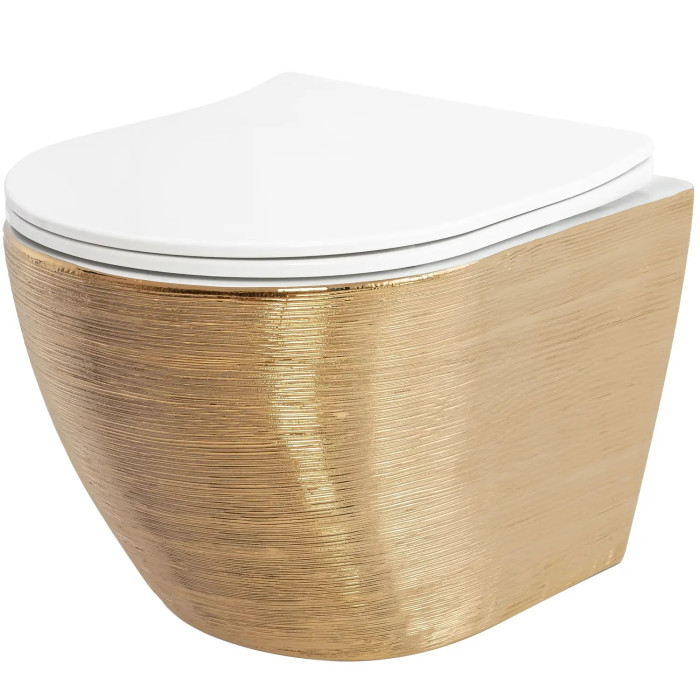 Унитаз Rea Carlo Flat Brush gold REA-C6942