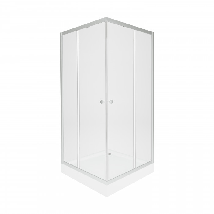 Набор Qtap душевая кабина Presto New CRM1099SC5 Clear 2020х900х900 мм + поддон Tern 309912C 90x90x12 см с сифоном
