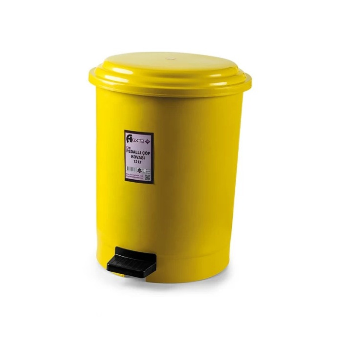 Кошик для сміття з педаллю жовтий пластик 12л Afacan plastik PK-12 105