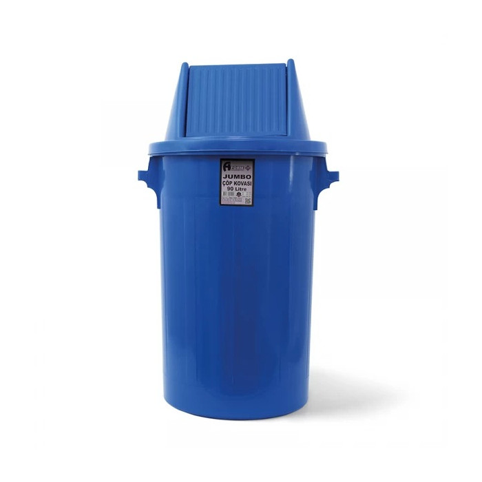 Бак для сміття типу буфет з поворотною кришкою синій пластик 90л Afacan plastik BCK 107