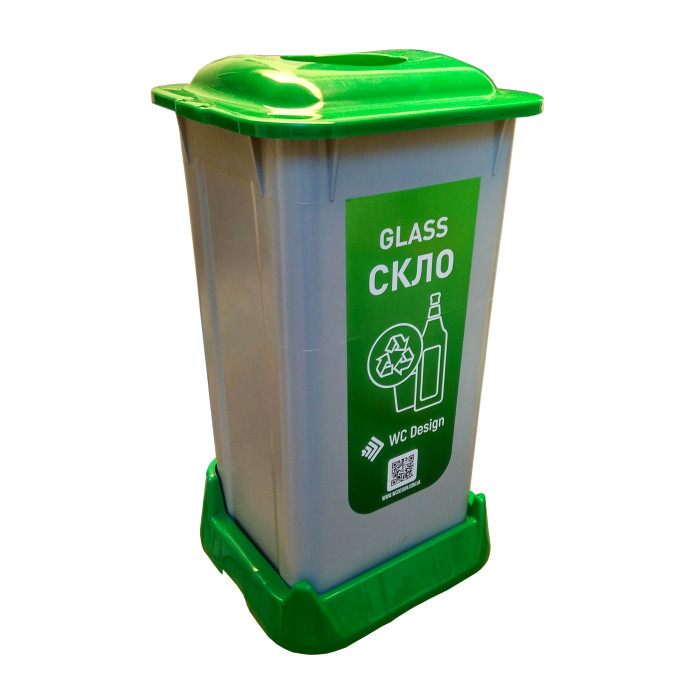 Контейнер для сортування сміття (скло), зелений пластик 70 л з кришкою Afacan plastik SAN-70 111