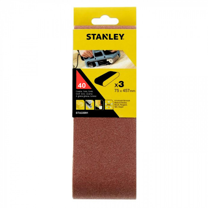 Стрічка шліфувальна Stanley 75х457 мм P40 3 шт STA33091-XJ
